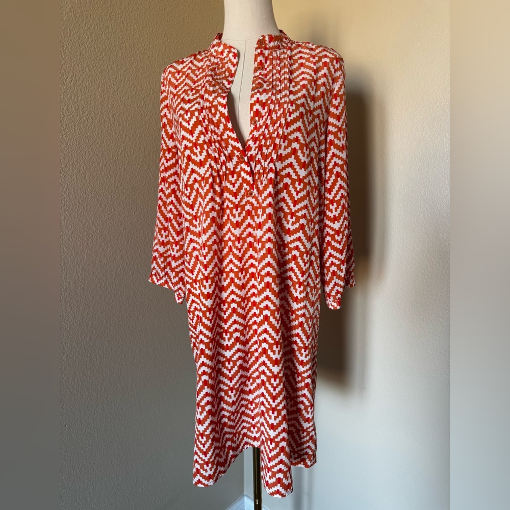 GAP Orange and White Geometric Dress
